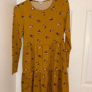 Love, Fire Mustard Floral Dress